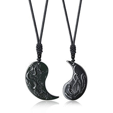 Carica l'immagine nel visualizzatore di Gallery, COAI Coppia Pendenti per Lui e Lei in Ossidiana con Drago e Yin Yang