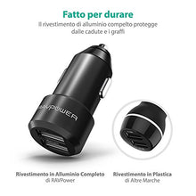 Carica l'immagine nel visualizzatore di Gallery, Caricabatterie Auto RAVPower Extra-Mini Alluminio 2 Porte, 24W / 4.8A, Nero