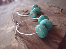 Carica l'immagine nel visualizzatore di Gallery, ★ ORECCHINI DI BIANCO con TURQUOISE ★ piccoli orecchini, creoli (1662)