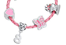 Carica l'immagine nel visualizzatore di Gallery, Hut - Bracciale in pelle rosa con ciondoli, per bambini, sacchetto... - Ilgrandebazar