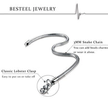 Carica l'immagine nel visualizzatore di Gallery, BESTEEL 3MM Bracciali per Charm e Bead Donne Catena del Serpente... - Ilgrandebazar