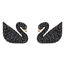Carica l'immagine nel visualizzatore di Gallery, Swarovski Orecchini Jacket Iconic Swan, Cristallo Nero, Placcati Nella... - Ilgrandebazar