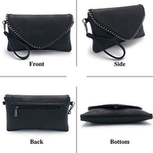 Carica l'immagine nel visualizzatore di Gallery, ELIOX - Pochette Donna Elegante con Catena e Tracolla in Morbida Pelle Nero