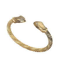 Carica l'immagine nel visualizzatore di Gallery, Skyrim - Braccialetto Unisex con Testa di Serpente Vichingo, Antique Brass