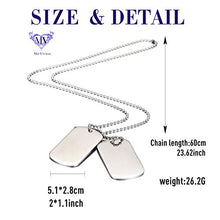 Carica l'immagine nel visualizzatore di Gallery, 2 PCS Acciaio inox Pendente Ciondolo Collana Esercito Double Dog Tag Argento - Ilgrandebazar