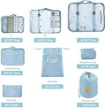 Carica l'immagine nel visualizzatore di Gallery, DIMJ - Organizer per valigia, cubici, da viaggio, set di 8, sacchetti Blu 1