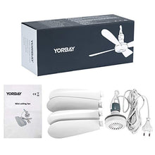 Carica l'immagine nel visualizzatore di Gallery, Yorbay Mini Ventilatore da Soffitto Portatile,con Cavo 2,8M,220V,Ø42cm,...