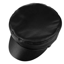 Carica l'immagine nel visualizzatore di Gallery, GEMVIE Donna Cappello con Visiera Berretto da PU Pelle Retro Classico Nero