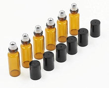 Carica l'immagine nel visualizzatore di Gallery, 24 boccette da 5 ml roll-on Bottles, color ambra, ricaricabile, con sfera in...