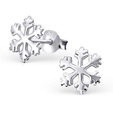 Carica l'immagine nel visualizzatore di Gallery, Monkimau Orecchini bambina con fiocco di neve realizzati in argento sterling...