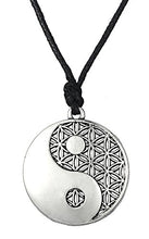 Carica l'immagine nel visualizzatore di Gallery, Dawapara - Collana con ciondolo fiore della vita e Yin Yang Tai silver tone