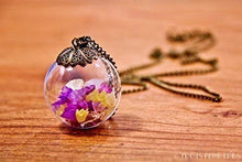 Carica l'immagine nel visualizzatore di Gallery, Grande collana donna in bicchiere - Fiori di Lavanda mare - Globo 25mm -... - Ilgrandebazar