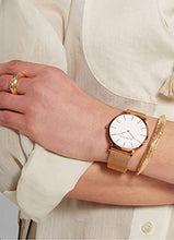 Carica l'immagine nel visualizzatore di Gallery, Hannah Martin Orologio da Polso Donna Quadrante Bianco，cinturino Oro Rosa - Ilgrandebazar