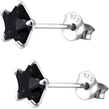 Carica l'immagine nel visualizzatore di Gallery, Donna-orecchini stelle EYS zirconi 6 mm 925 in argento Sterling con Jet