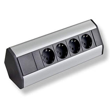 Carica l'immagine nel visualizzatore di Gallery, Premium presa angolare 4 X Schuko in alluminio per cucina, ufficio, mobili....