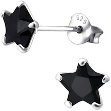 Carica l'immagine nel visualizzatore di Gallery, Donna-orecchini stelle EYS zirconi 6 mm 925 in argento Sterling con Jet