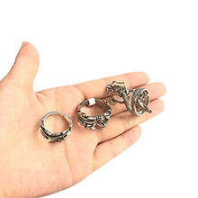 Carica l'immagine nel visualizzatore di Gallery, PPX 3 Pezzi Regolabile da Uomo Unisex Forma Drago Cinese e Anello a Piuma...