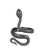 Carica l'immagine nel visualizzatore di Gallery, Anello regolabile serpente acciaio nero. - Ilgrandebazar