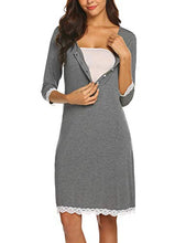 Carica l'immagine nel visualizzatore di Gallery, MAXMODA Pigiama Camicia da Notte Premaman maternità Allattamento XL, Grigio - Ilgrandebazar