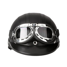 Carica l'immagine nel visualizzatore di Gallery, KKmoon Casco per Moto, Motociclo Aperto in Mezza Pelle, Nero - Ilgrandebazar