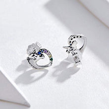 Carica l'immagine nel visualizzatore di Gallery, CNNIK Orecchini a forma di cuore unicorno in argento 925 per le donna...