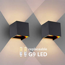Carica l'immagine nel visualizzatore di Gallery, OOWOLF Lampada a Parete Esterno IP65 2 Pezzi LED Impermeabile, Nero-2