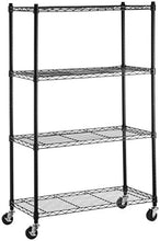 Carica l'immagine nel visualizzatore di Gallery, AmazonBasics - Scaffalatura a 4 ripiani, su rotelle, Nero - Ilgrandebazar