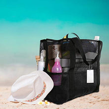 Carica l'immagine nel visualizzatore di Gallery, EXTSUD Borsa da Spiaggia con Chiusura a Zip Multitasche Grande a Rete...
