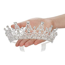 Carica l'immagine nel visualizzatore di Gallery, Makone Tiara Nuziale di Cristallo Strass Corona Sliver - Ilgrandebazar