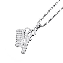 Carica l'immagine nel visualizzatore di Gallery, Elegante collana con ciondolo a forma di forbici e pettine, per uomini e... - Ilgrandebazar