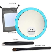 Carica l'immagine nel visualizzatore di Gallery, Specchio Trucco Ingrandimento 20X con 3 Ventose, Rotondi 4 Pollici,per Blue - Ilgrandebazar