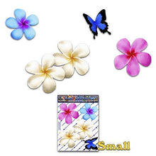 Carica l'immagine nel visualizzatore di Gallery, Fiore frangipani plumeria multicolore doppio + farfalla adesivi auto... - Ilgrandebazar
