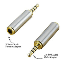 Carica l'immagine nel visualizzatore di Gallery, (2 Pack) Gold Plated 2.5mm Male to 3.5mm Oro 2.5 mm maschio a Femmina