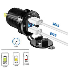 Carica l'immagine nel visualizzatore di Gallery, GemCoo QC3.0 Presa USB per Auto Doppio in Alluminio, 12V / 24V 36W 2 Blu