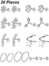 Carica l'immagine nel visualizzatore di Gallery, 16G Acciaio Inossidabile Orecchini Trago di Cartilagine Stud Colore Set 4 - Ilgrandebazar