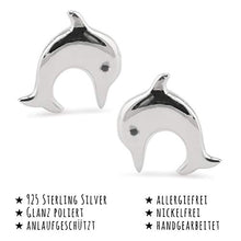 Carica l'immagine nel visualizzatore di Gallery, Monkimau Orecchini da donna a forma di delfino, in argento Sterling 925