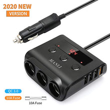 Carica l'immagine nel visualizzatore di Gallery, MANLI Sdoppiatore Accendisigari, 12V/24V Adattatore da 3 accendisigari 4 USB
