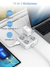 Carica l'immagine nel visualizzatore di Gallery, TESSAN Ciabatta Multipresa con USB, Multipresa Elettrica con 4 Schuko e 4 Bivalenti 10A/16A, Ciabatta Multipresa con 3 USB e Interruttore Bipolare, Multipresa con Cavo 2M e Spina 16A, 3680W