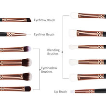 Carica l'immagine nel visualizzatore di Gallery, Pennelli Trucco Occhi Sopracciglia Professionale, Wolady 12pcs