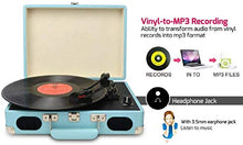 Carica l'immagine nel visualizzatore di Gallery, DIGITNOW! Portatile Giradischi a 3 Velocità(33 1/3, 45 e 78 Giri), Stile Blue