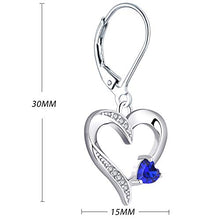 Carica l'immagine nel visualizzatore di Gallery, YL Orecchini Cuore Argento 925 Amore Zaffiro blu/Smeraldo Blu - Ilgrandebazar