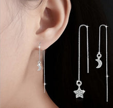 Carica l'immagine nel visualizzatore di Gallery, iszie, orecchini lunghi a catenella, in argento sterling, con decorazione a...