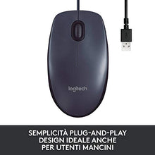Carica l'immagine nel visualizzatore di Gallery, Logitech B100 Mouse USB Cablato, 3 Pulsanti, Rilevamento Ottico, Nero
