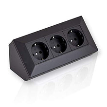 Carica l'immagine nel visualizzatore di Gallery, Presa angolare montaggio 3 X Schuko nero, per cucina, ufficio, officina....