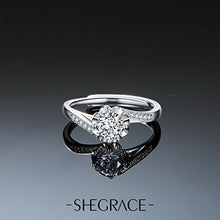 Carica l'immagine nel visualizzatore di Gallery, SHEGRACE Anello da Donna in 925 Argento Puro, Fiore con AAA Cubic Zirconia,... - Ilgrandebazar