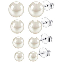 Carica l'immagine nel visualizzatore di Gallery, Finrezio 4 Paia Orecchini A Bottone In Argento Sterling Con Perla D'acqua... - Ilgrandebazar