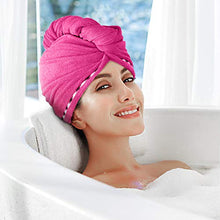 Carica l'immagine nel visualizzatore di Gallery, esafio, Turbante per Capelli in Microfibra, ad Asciugatura Rapida, Blu+rosa - Ilgrandebazar