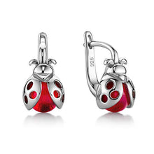 Carica l'immagine nel visualizzatore di Gallery, butterfly Bambine Ragazze Orecchini Argento Sterling 925 Rosso Coccinella...