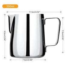 Carica l'immagine nel visualizzatore di Gallery, Acciaio inossidabile tazza di latte, bricco da latte 350 ml Handheld caffè...