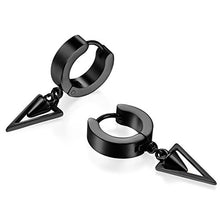 Carica l'immagine nel visualizzatore di Gallery, JewelryWe Orecchini da Uomo Donna a Cerchio con Pendente in Nero - Ilgrandebazar